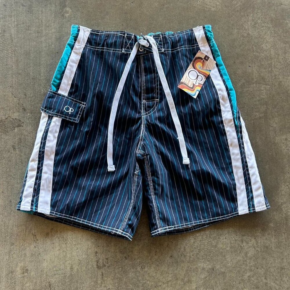 Ocean Pacific Men's Blue and Navy Swim-briefs-shorts